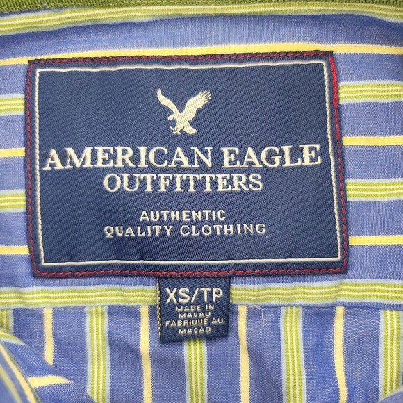 America Eagle Shirt Mens XS Blue Striped Vintage Fit Button Up Classiccore Logo - Picture 10 of 13